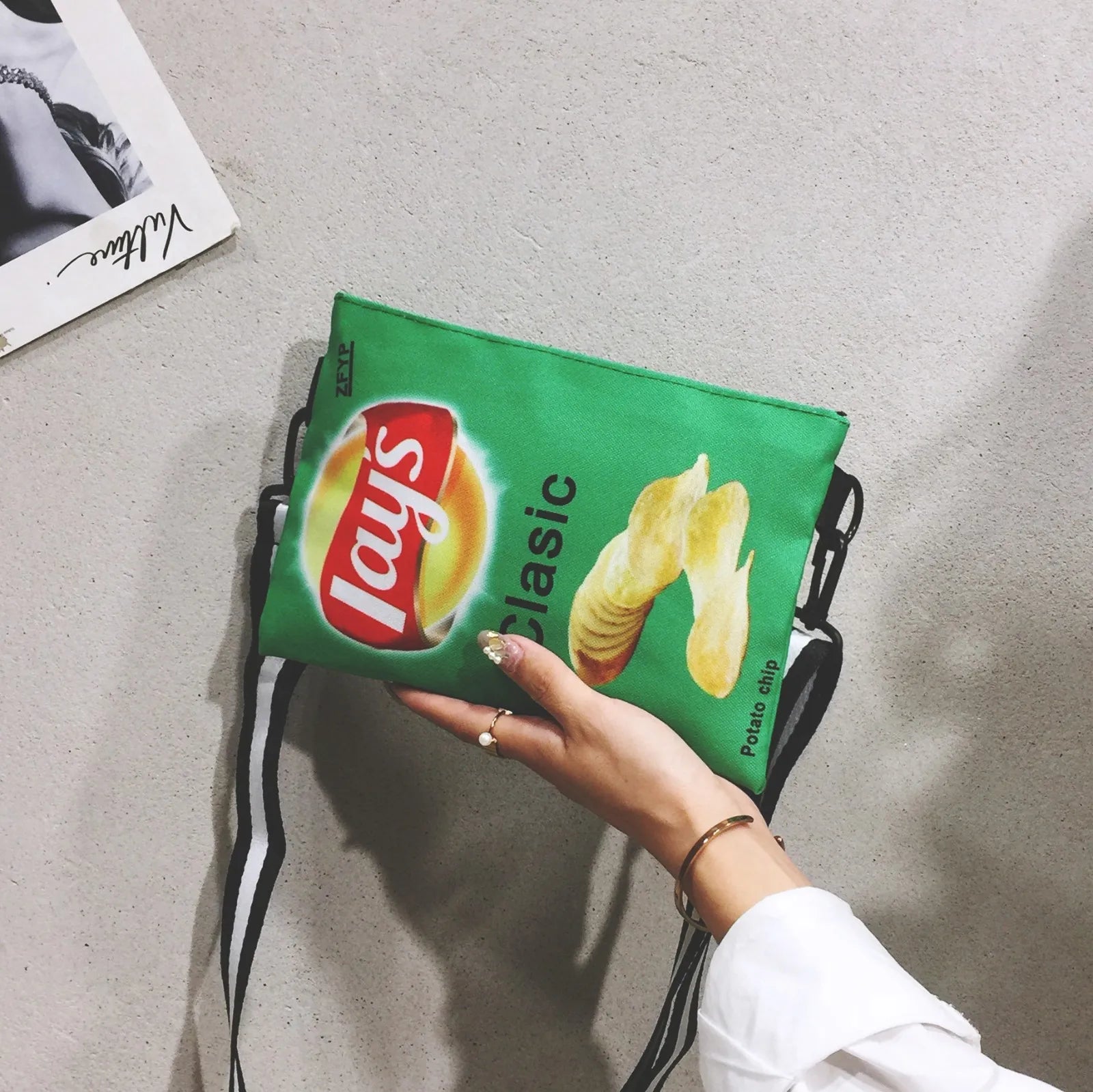 Potato Chip Women Crossbody Bag Canvas Shoulder Handbag
