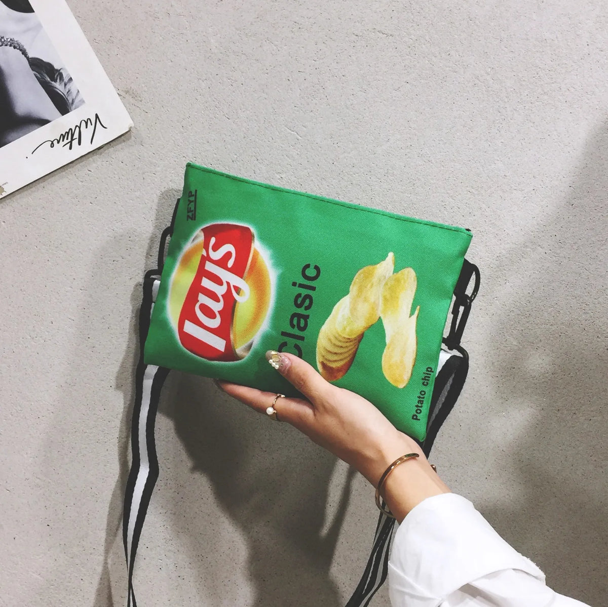 Potato Chip Women Crossbody Bag Canvas Shoulder Handbag