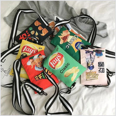 Funny Potato Chips Crossbody Handbag Canvas Shoulder Bag