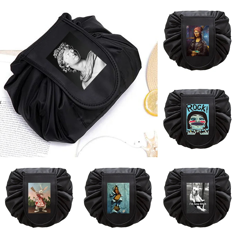 Funny Printed Lazy Drawstring Cosmet...