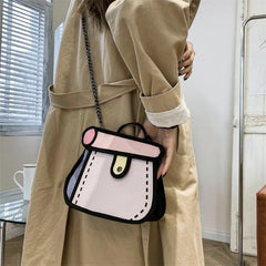 Funny 3D Printing Shoulder Bag for Women, Cartoon Crossbody Tote Bag