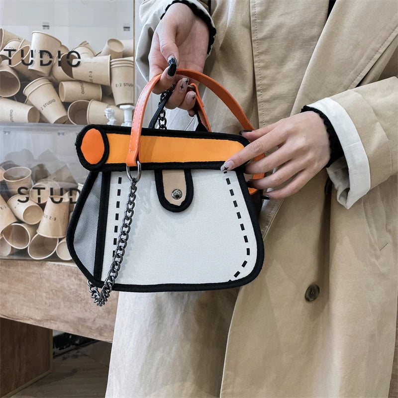 Funny 3D Printing Shoulder Bag for Women, Cartoon Crossbody Tote Bag