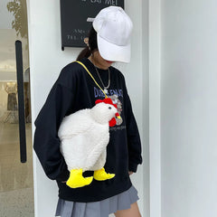 Funny Women Hen Plush Bag Cartoon Chicken Crossbody Shoulder Bag