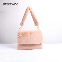 Leopard Print Fur Bag Large Capacity Crossbody Shoulder Bag