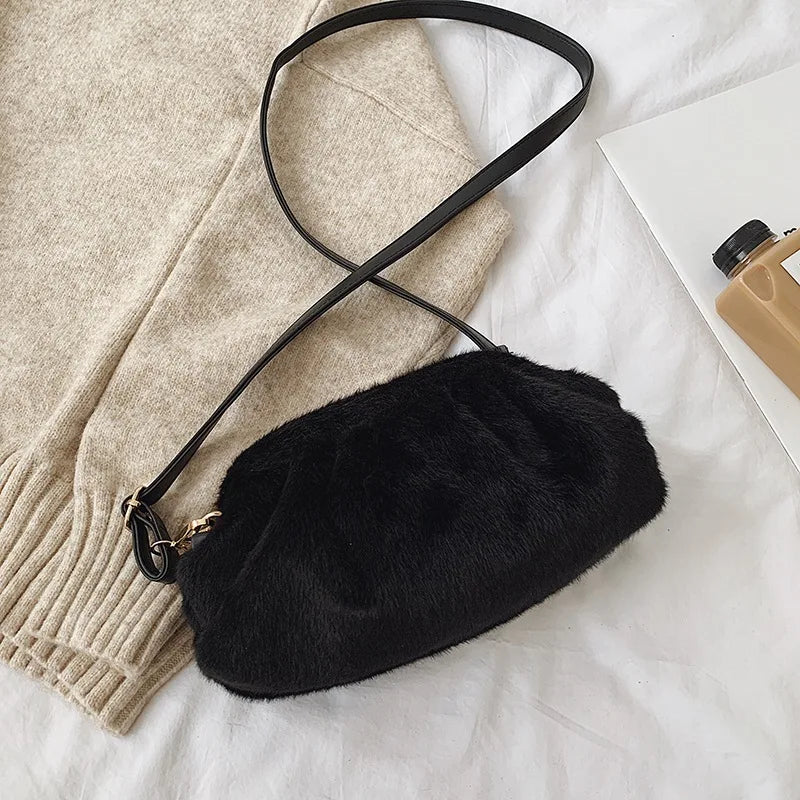 Fur Clutch Bag Envelope Shape Purses Plush Handbags