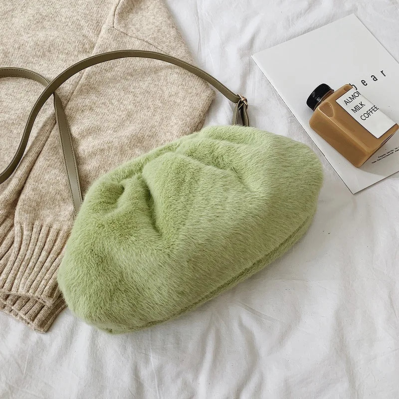 Fur Clutch Bag Envelope Shape Purses Plush Handbags
