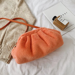 Fur Clutch Bag Envelope Shape Purses Plush Handbags