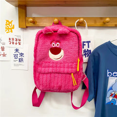 Furry Comfy Backpack Large Capacity Cartoon Parent Child Travel Rucksack