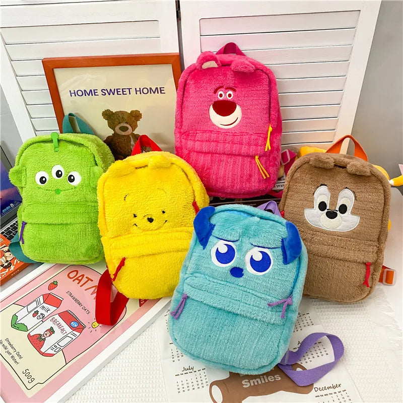 Furry Comfy Backpack Large Capacity Cartoon Parent Child Travel Rucksack