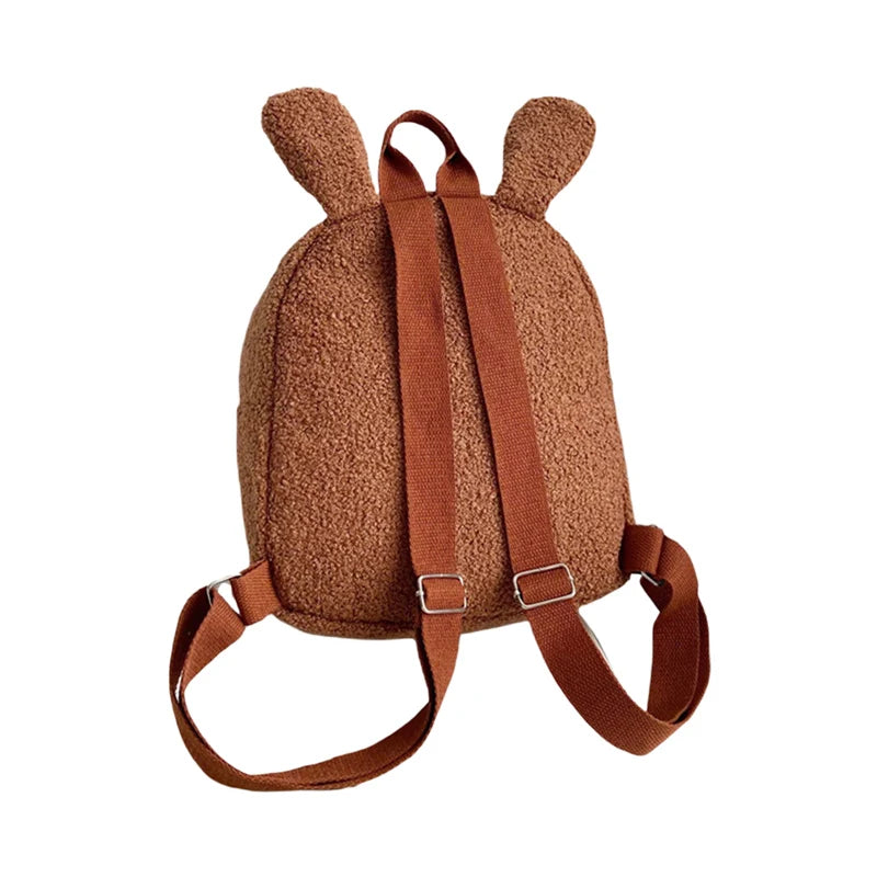 Cute Bunny Ears Fuzzy Rabbit Backpack Plush School Bag for Girls