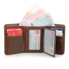 Vintage Leather Men Wallet Multifunctional Purse RFID Anti-magnetic
