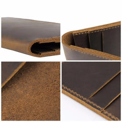 Vintage Leather Bifold Men Wallet Long Purse