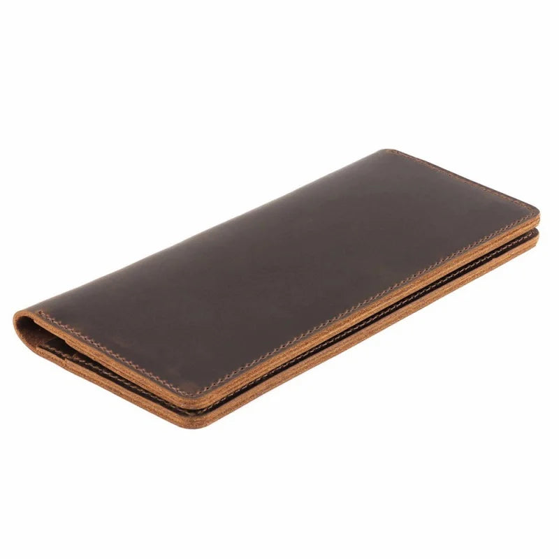 Vintage Leather Bifold Men Wallet Long Purse