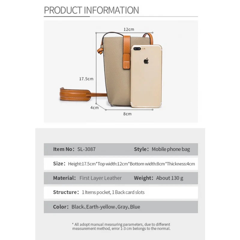Leather Mini Women's Retro Phone Bag Pouches Vertical Crossbody
