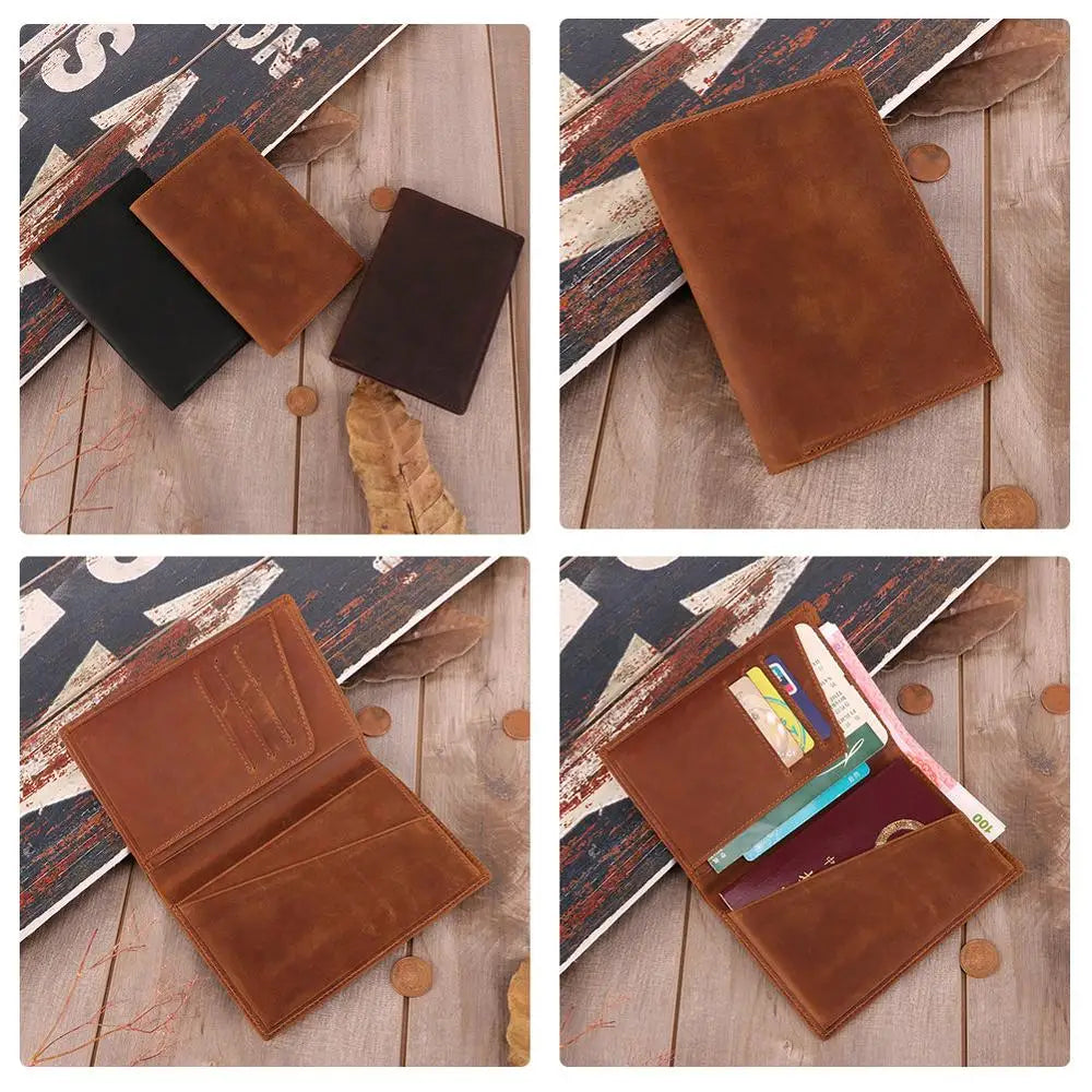 Vintage Cow Leather Passport Cover for Men