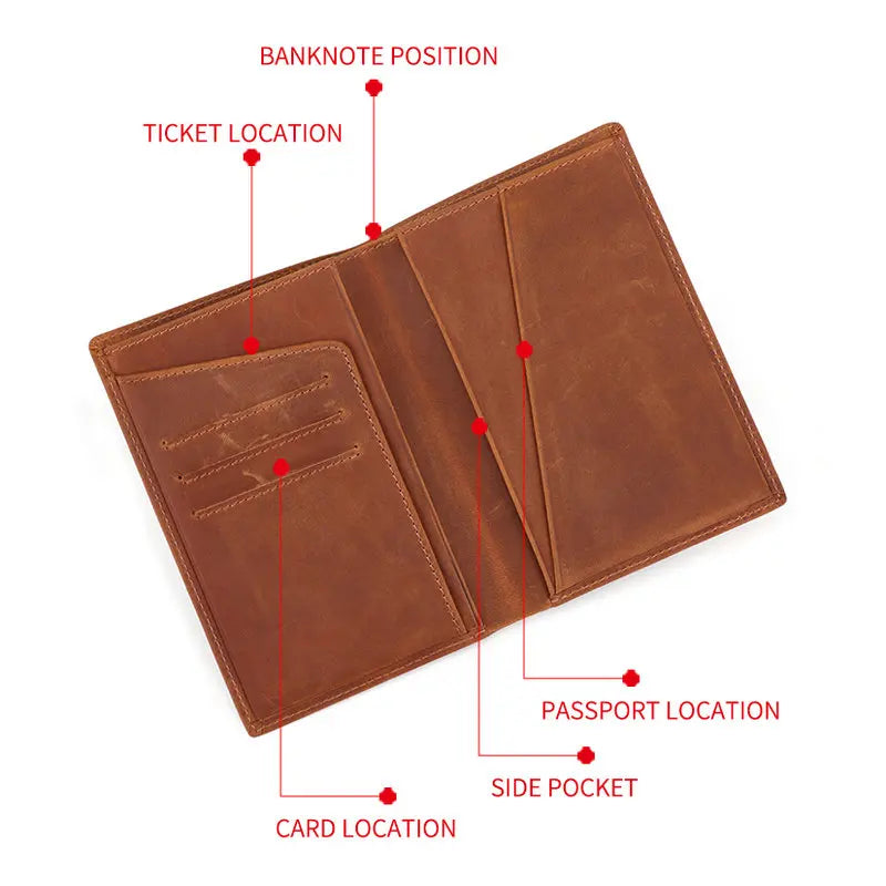 Vintage Cow Leather Passport Cover for Men