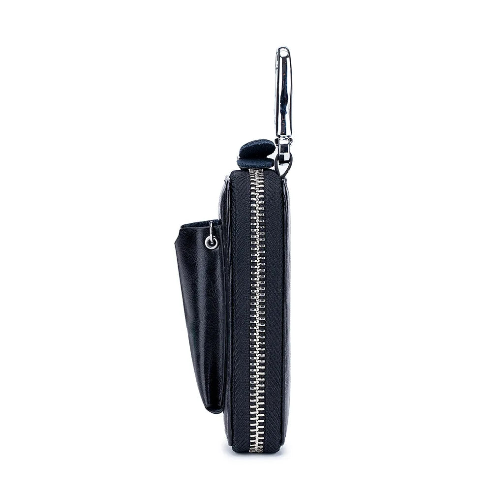 Men's Leather Key Holder Zipper Car Remote Control Package