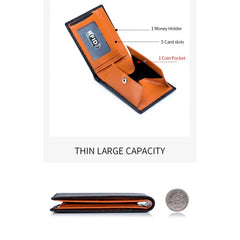 Men's Carbon Fiber RFID Wallet Slim Short Leather