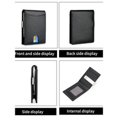 RFID Blocking Leather Money Clip Slim Wallet for Men