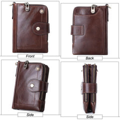 GEOJITOO Short Leather Men's Wallet First Layer Cowhide Multi-functional Buckle