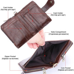 GEOJITOO Short Leather Men's Wallet First Layer Cowhide Multi-functional Buckle