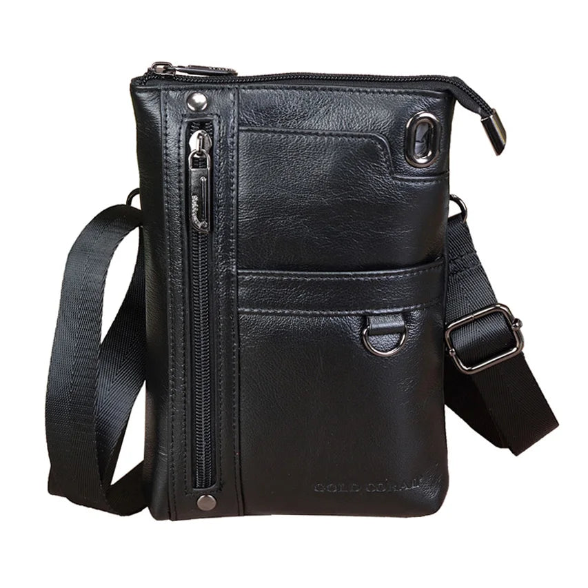 CORAL Leather Men Phone Bag Travel Shoulder Bags Mobile/Cell Phone Pouch