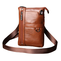 CORAL Leather Men Phone Pouch Messenger Bag Small Shoulder Crossbody