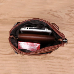 CORAL Leather Men Phone Pouch Messenger Bag Small Shoulder Crossbody
