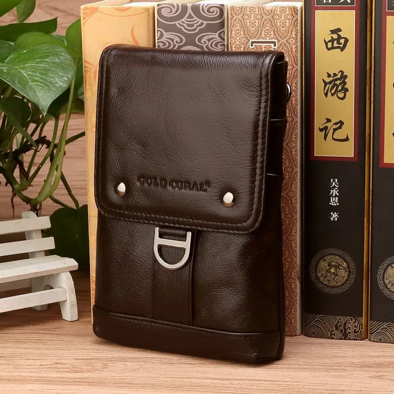 CORAL Waist Belt bags for men Leather Casual Phone Bag Waist Packs Fanny Pack