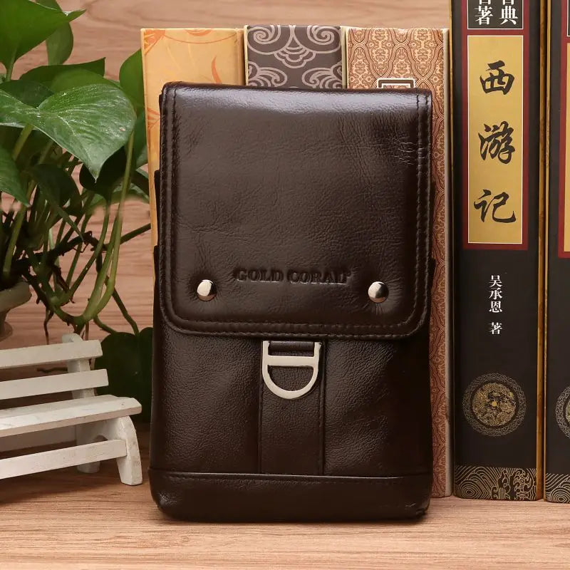CORAL Waist Belt bags for men Leather Casual Phone Bag Waist Packs Fanny Pack