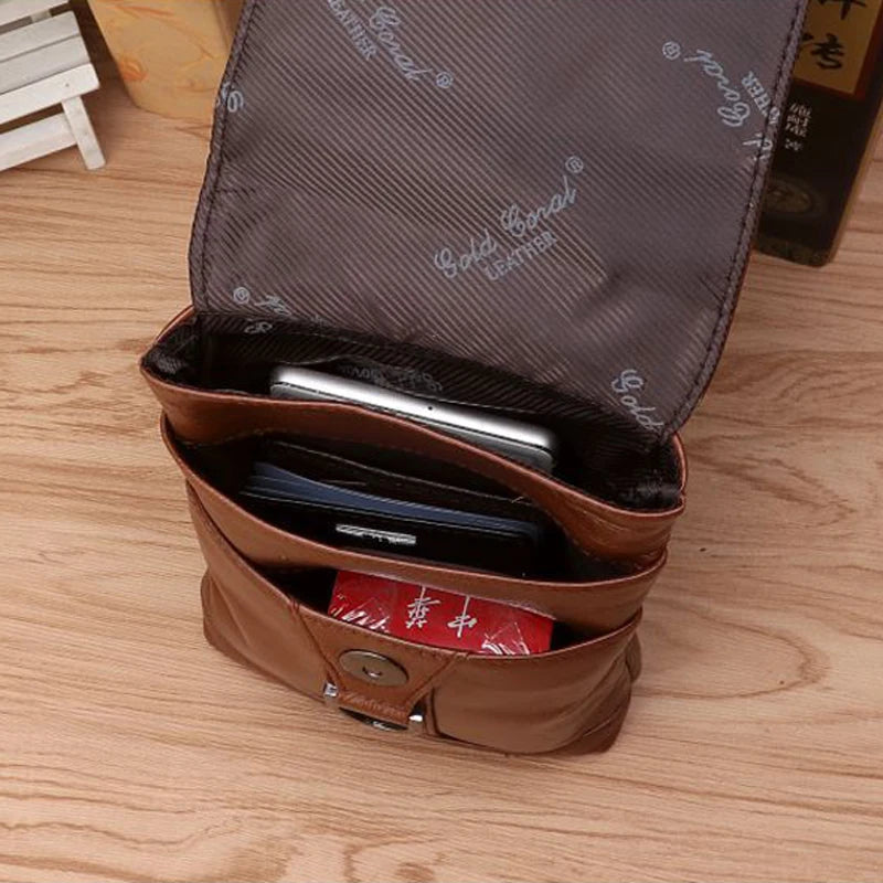 CORAL Waist Belt bags for men Leather Casual Phone Bag Waist Packs Fanny Pack