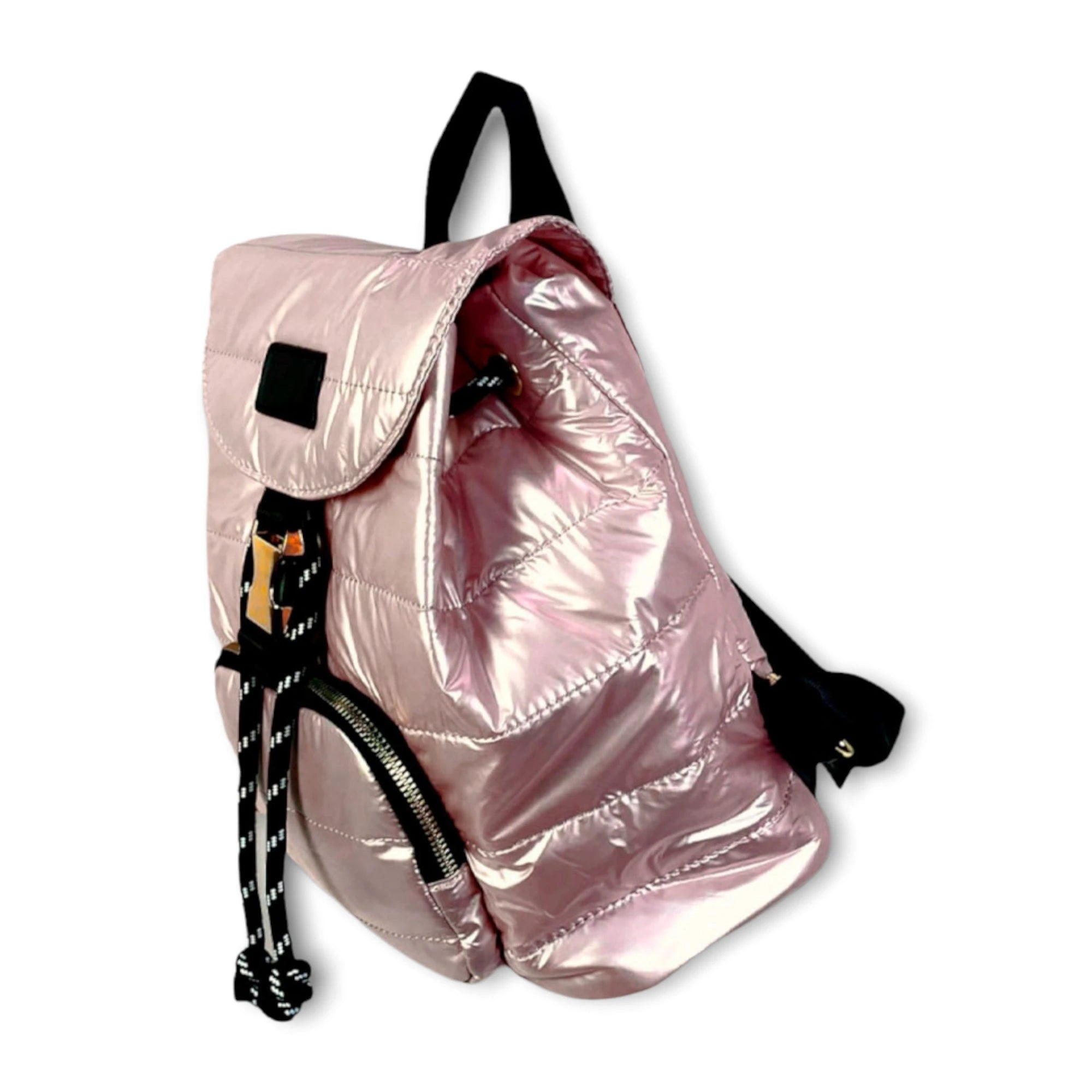GORETT Padded Backpack with Front Compartment Metallised Finish Women's Bags