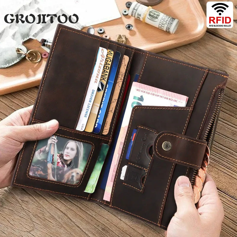 2020 Crazy HorseG Leather Passport Bag Multi-functional Holder