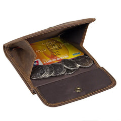Crazy Horse Leather Men's Button Wallet RFID Shielded