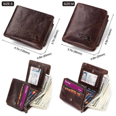 Crazy Horse Leather Men's Wallet Three Fold Hand Bag