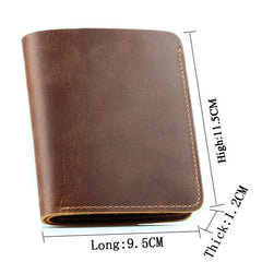 Men's Crazy Horse Leather Short Wallet Cowhide Multi-card Handbag
