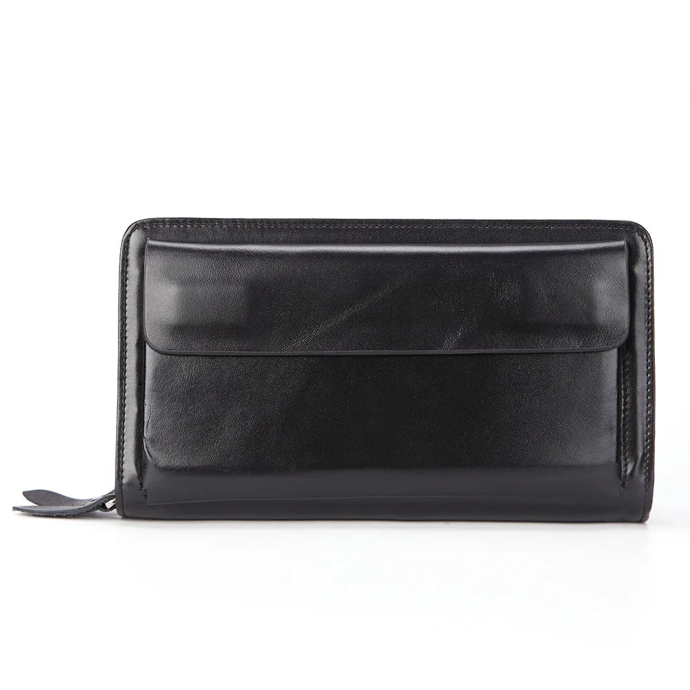 Oil Wax Leather Men's Wallet Double Zipper Multi-functional Cards Coin Purse