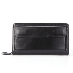 Oil Wax Leather Men's Wallet Double Zipper Multi-functional Cards Coin Purse