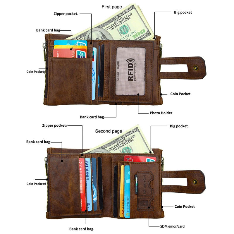 RFID Men's Leather Wallet Crazy Horse Casual Wallet