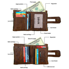 RFID Men's Leather Wallet Crazy Horse Casual Wallet