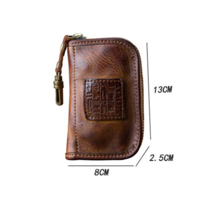 Leather Key Bag Zipper Waist Hanging Car Key Wallet