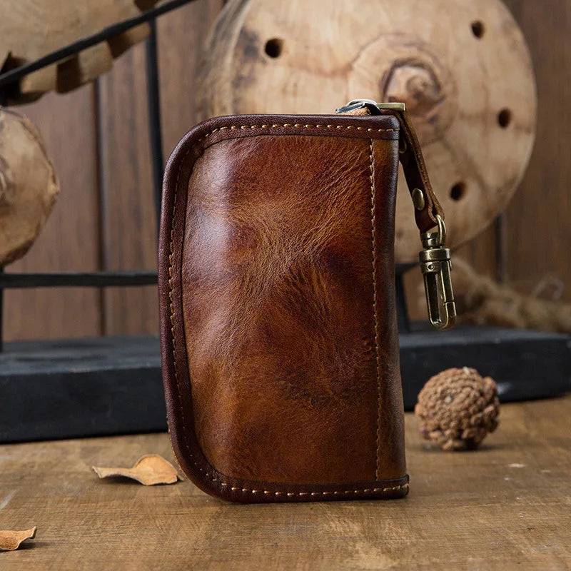 Leather Key Bag Zipper Waist Hanging Car Key Wallet