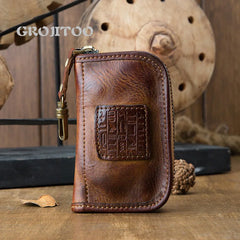 Leather Key Bag Zipper Waist Hanging Car Key Wallet