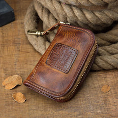 Leather Key Bag Zipper Waist Hanging Car Key Wallet