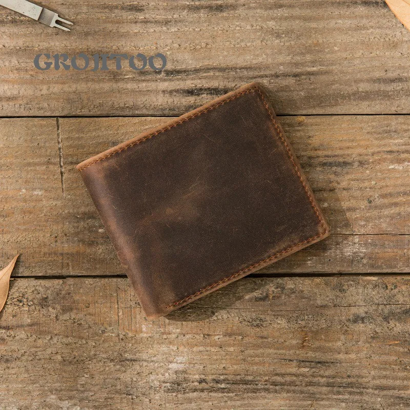 Leather Frosted Cowhide Wallet Crazy Horse Leather Short Wallet