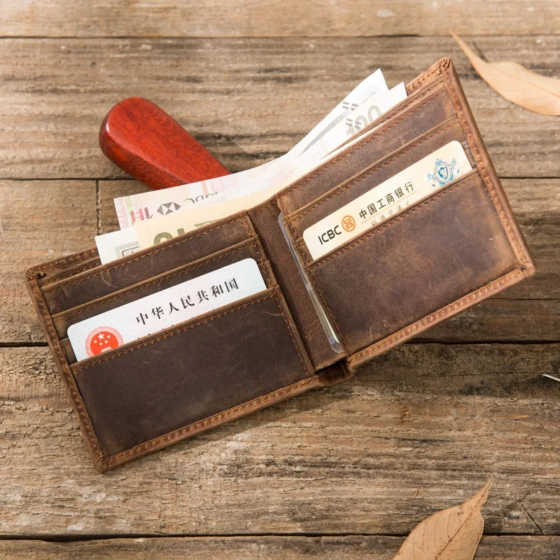 Leather Frosted Cowhide Wallet Crazy Horse Leather Short Wallet