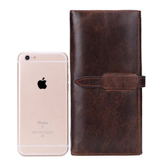 Hot Top Layer Leather Lady's Purse Long Oil Wax Leather Wallet