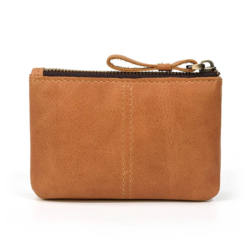 Vintage Zipper Wallet Small Purse Men's Women's Leather