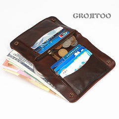 Men's Vegetable Tanned Leather Wallet Pleated Purse