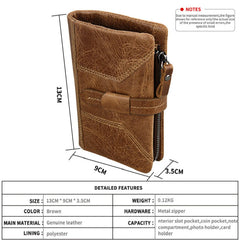 Men's Crazy Horse Long Wallet Anti-RFID Retro Purse